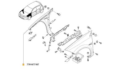 Aripa Fata Dreapta Renault Megane 2 2002-2008 Din Plastic; 7701477187