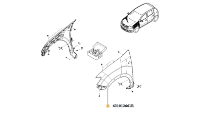 Aripa Fata Stanga Cataforeza Dacia Sandero 2012-2018 Cu Gaura Pentru Semnalizare