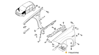 Aripa Fata Stanga Plastic Renault Megane 2 2002-2008 Cu Locas Pentru Semnalizare