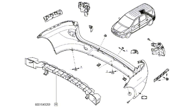 Armatura Bara Spate Dacia Logan Mcv/Express 2007-2012, Intaritura Plastic