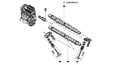 Ax Came Echipat Motor 1.4-1.6 Dacia Duster, Logan, Logan Mcv, Sandero; Nissan Kubistar; Renault Clio, Clio 2, Clio 3, Grand Scenic 2, Kangoo, Kangoo Be Bop, Kangoo Express 11.97-