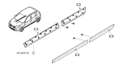 Bandou Protectie Usa Dreapta Dacia Sandero 2008-2012 Renault 801869472r