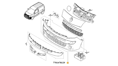 Bara Fata Renault Kangoo 2008-2013 Cu Locas Proiectoare