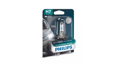 Bec auto cu halogen pentru far H7 12V 55W PX26D Philips X-tremeVision Pro150 1500lm, 3400K, 1 buc. 12972XVPB1