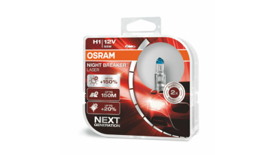 Becuri auto H1 12V 55w P14.5s Osram Night Breaker Laser +150% mai multa lumina , 64150NL Set 2 becuri