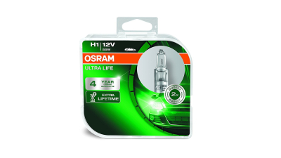 Becuri auto H1 12V 55W P14.5s, Set 2 becuri Osram H1 UltraLife 64150ULT-HCB