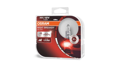 Becuri auto H1 far halogen Osram Night Breaker SILVER 12V 55W P14.5s set de 2 buc 64150NBS-HCB