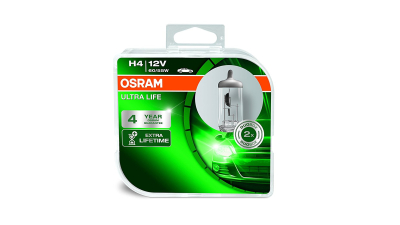 Becuri auto H4 12V 60/55W P43t, Set 2 becuri Osram H4 UltraLife 64193ULT-HCB