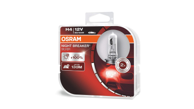 Becuri auto H4 12V 60/55W P43t OSRAM NIGHT BREAKER SILVER +100% mai multa lumina , 64193NBS-HCB Set 2 becuri 