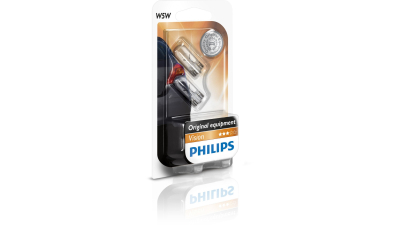 Set 2 becuri auto Philips 12V T10 W2.1x9.5d 5W alb