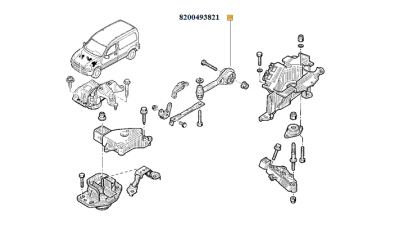 Bieleta Antibalans Motor Renault Megane / Sport Tourer 1996 -, Motor 1.6 16v, 1.8 16v, 1.9dci ; Scenic 1999-2003 Motor 1.6 16v, 2.0 16v, 1.9dci ; Kangoo 1998-2008; Suport Motor (Bieleta Inferioara C.V.)