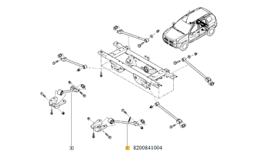 Bieleta Longitudinala Spate , Brat Partea Stanga Dacia Duster 2010-2017 Model 4x4 ; Motorizari 1.2/1.5d/1.6 06.10- ; 421mm