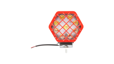 Lampa proiector hexagonal cu grilaj plastic rosu, 9 LED-uri, unghi de radiere 30, DC 10-80V 27W Breckner Germany