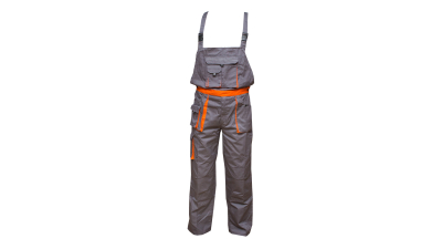 Salopeta cu pieptar de lucru, gri/portocaliu marimea 46, poliester cu bumbac 235g/m2 Breckner Germany