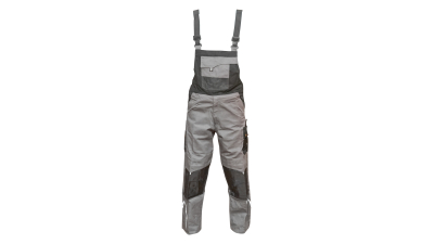 Pantaloni de lucru cu pieptar, salopeta din poliester cu bumbac, gri cu negru, L Breckner Germany