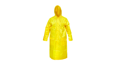 Pelerina cu gluga impermeabila din poliester cu membrana PVC fante de aerisire, 2 buzunare si fermoar galben L Breckner Germany