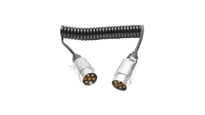 Cablu spiral electric flexibil 2.5M, 7 pini pentru remorca cu 2 fise tata metalice Breckner Germany