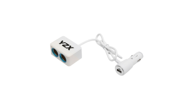 Adaptor bricheta auto dubla 12/24V si 1 port USB 5V 1000ma alb