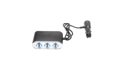Adaptor bricheta auto tripla 12/24V negru cu intrerupator individual si 1 port USB 5V 2.1a