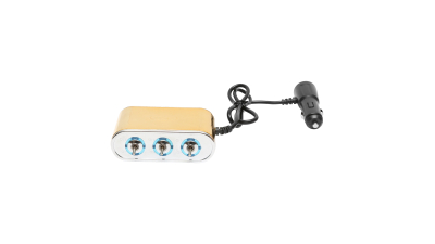 Adaptor bricheta auto tripla 12/24V auriu cu intrerupator individual si 1 port USB 5V 2.1a