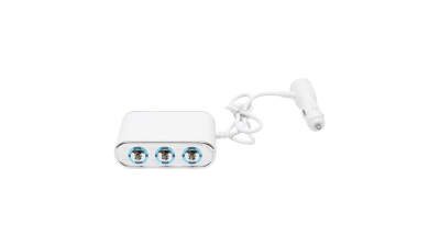 Adaptor bricheta auto tripla 12/24V alb cu intrerupator individual si 1 port USB 5V 2.1a