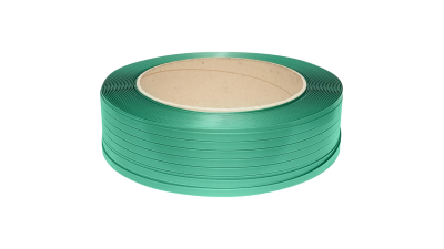 Banda de legat PET poliester, 19x1mm, verde, rola 1000m Breckner Germany
