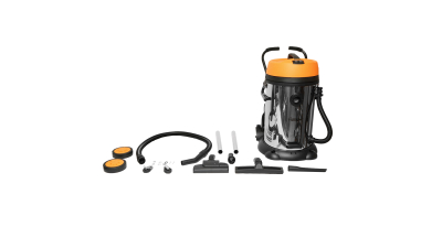 Aspirator profesional industrial umed/uscat volum 75L tensiune alimentare 220V, putere 2x1200W corp din inox Hoteche