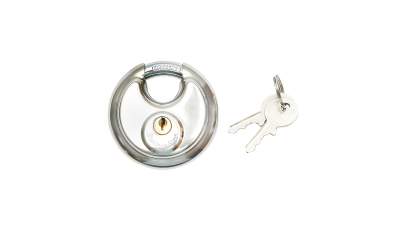 Lacat tip disc din otel inoxidabil cu 2 chei