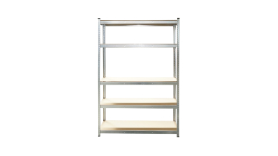 Raft metalic cu 5 polite MDF, 180x120x40cm, 175kg/polita, montaj fara suruburi, galvanizat