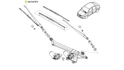 Brat Stergator Parbriz Pasager Dreapta Dacia Logan 2007-2012, Sandero 2008-2012, 6001547875