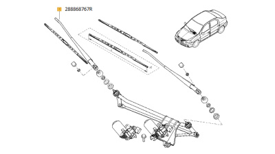 Brat Stergator Parbriz Dreapta Pasager Dacia Logan 2007-2012 , Sandero 2008-2012