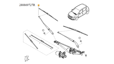Brat Stergator Parbriz Fata Dreapta Pasager Dacia Logan 2 2012- Facelift Renault 288869727r