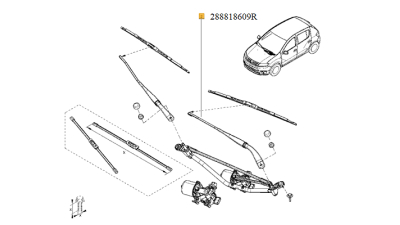 Brat Stergator Parbriz Stanga Fata Dacia Logan 2012-, Mcv 2, Sandero 2 2012-, Renault 288818609r