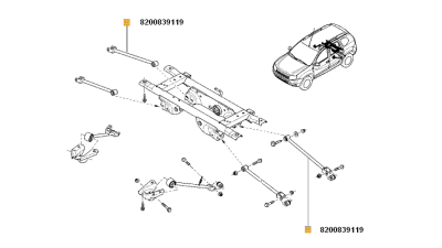Brat Inferior Suspensie Punte Spate Dacia Duster 4x4 2010-2018; Spre Spate Stanga/Dreapta , Original Renault 8200839119