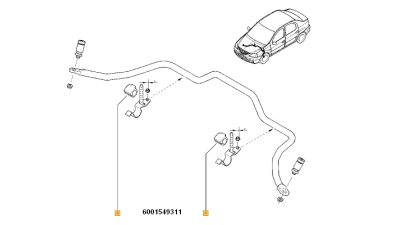 Bucsa Bara Stabilizatoare Dacia Logan 2004-2012, Logan 2 2012-, Logan Mcv, Express, Pickup, Sandero 2008-2012, Sandero 2 2012-, Lodgy , Dokker, - Oem Renault, Stanga/Dreapta, 1 Bucata 6001549311