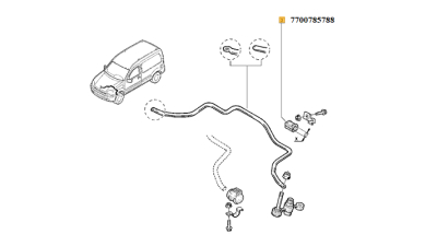Bucsa Bara Stabilizatoare Fata Renault 19, Clio 1, Clio 2; Kangoo 1998-2008; Megane 1, Thalia/Symbol 1998-2008; Diam. 21.50 Mm ; 7700785788