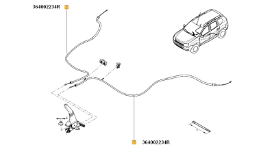 Cablu Frana Mana Dacia Duster 2010-2018 Model 4x2 364002234r