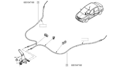 Cablu Frana Mana Dacia Logan 09.2004-2012; Logan 2 2012- (1680mm) Renault 6001547168