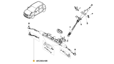Cap Bara Dreapta Dacia Dokker, Lodgy, Logan 2004-2018, Logan Express,Logan Mcv, Logan Mcv 2, Sandero, Sandero Ii; Original 485200410r
