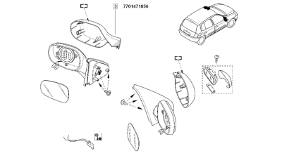Capac Oglinda Stanga Renault Twingo 2007-2001 Thalia Symbol 2008-2013; Carcasa Retrovizare Exterioara