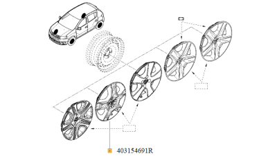 Capac Roata 16 Inch Renault 403154691r, Pretul Per 1 Buc. Universal ; Cu Logo Renault, pret pe bucata
