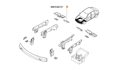 Carcasa Spate Dreapta Fixare Cadru Fata Sub Caroserie Dacia Logan 2004-2014; Mcv 2007-; Sandero 2008-2012 ; 6001546727