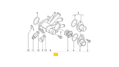 Carcasa Termostat Cu Senzor Si Garnitura - 87grade Seat Arosa, Cordoba, Cordoba Vario, Ibiza Ii, Inca, Leon, Toledo Ii; Skoda Felicia I, Felicia Ii, Octavia I, Octavia Ii; Vw Bora 1.0/1.4/1.6 08.91-12.10