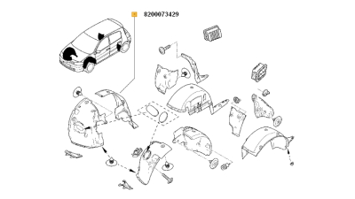 Carenaj Punte Fata Spre Spate Dreapta Renault Megane 2 2002-2008; 8200073429