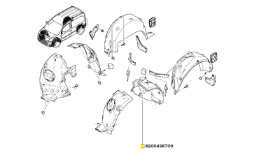 Carenaj Punte Fata Spre Spate Renault Kangoo (W) 2008-2013; Cod 8200436709