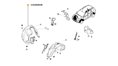Carenaj Roata Fata Dreapta Dacia Duster 01.2010-10.2017; 638400004r