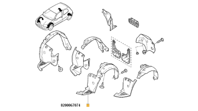 Carenaj Roata Fata Stanga Renault Clio 2001- ; 8200067074