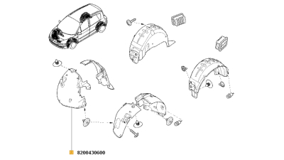 Carenaj Roata Punte Fata Spre Fata Renault Scenic 2 06.2003-08.2006; Cod 8200430600