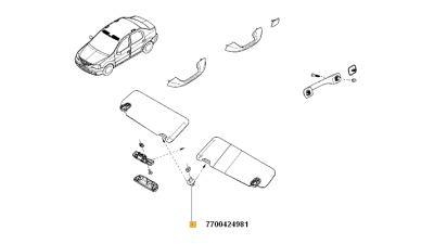 Carlig , Suport Fixare Parasolar Dacia Logan, Sandero, Duster, Dokker Renault 7700424981