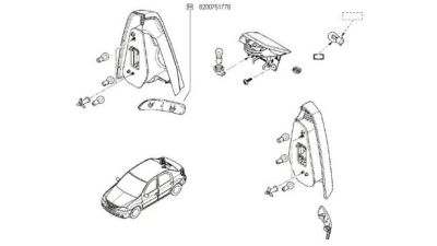 Catadioptru Bara Spate Dreapta Dacia Logan 2004-1012, Lodgy 2012-; Dokker 2012-;